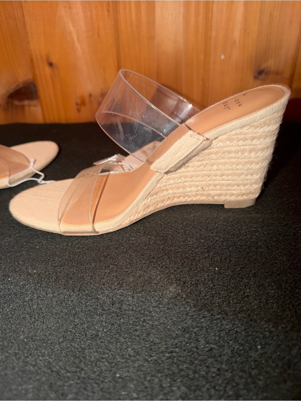 A New Day Clear Straps Espadrille Style Wedge Heels in Nude - Picture 6 of 13